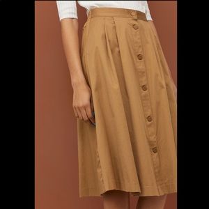 H&M Cotton Camel midi skirt with pockets, size 6